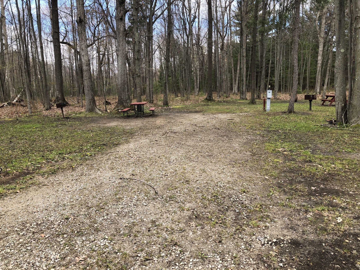 Shaded wooded campsites at Krystal Lake