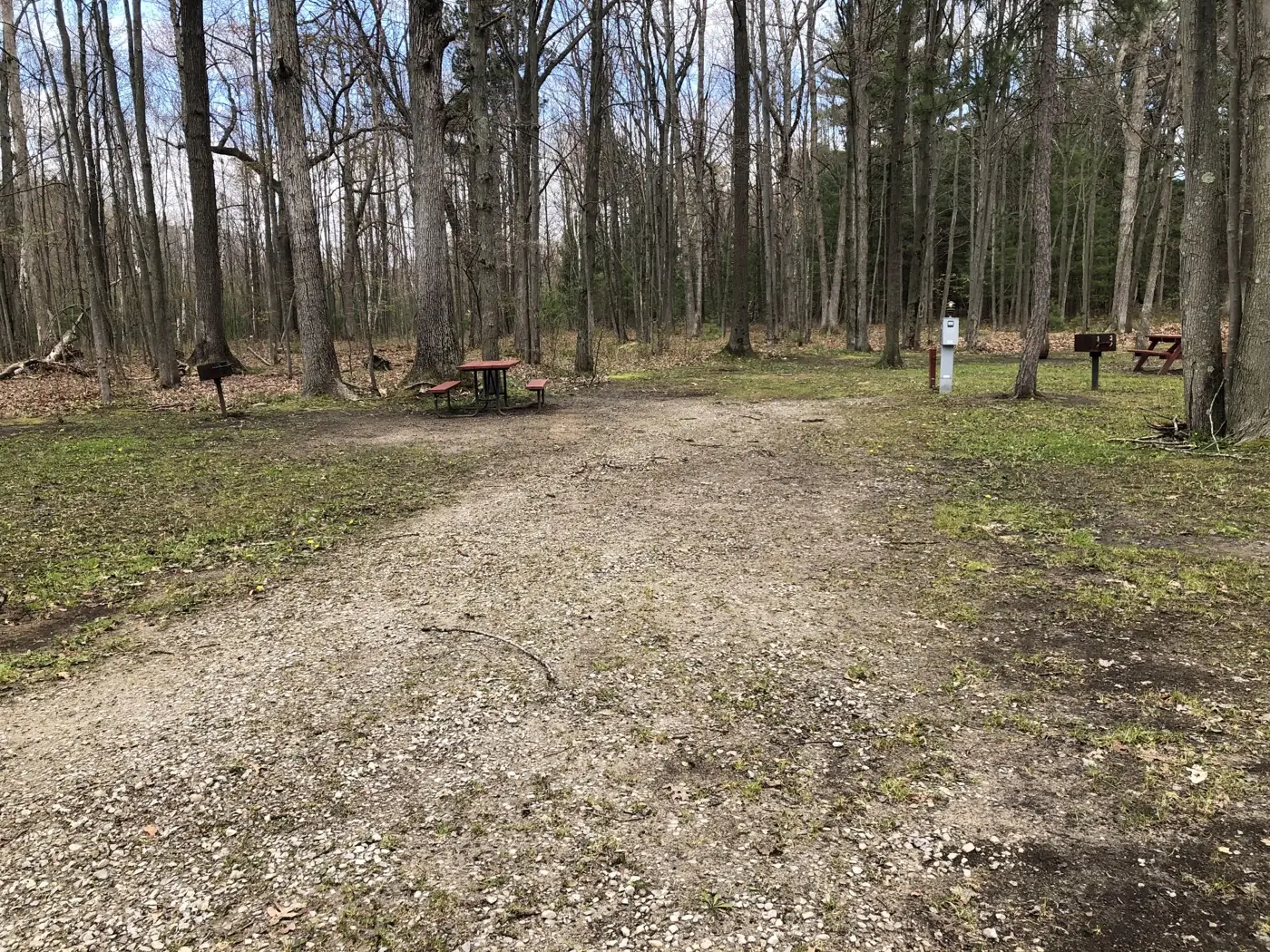 Shaded wooded campsites at Krystal Lake
